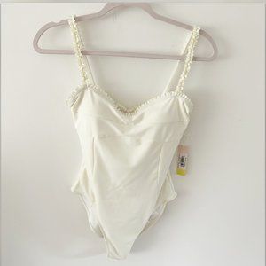 Summersalt White Ruffle Strap / Bust One Piece Swimsuit NWT